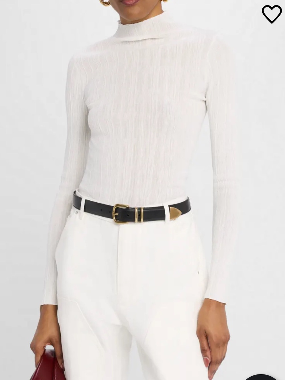 A.L.C. Hugh Fine-Knit Mock-Neck Top‎ Long Sleeve Pullover Women Size Large White